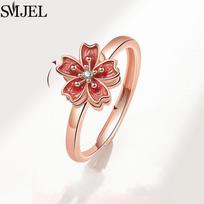 Luxury Anti Stress Anxiety Rings Fidget Spinner Ring Adjustable for Women Cute Flower Cat Starfish Ring Rotating Freely Jewelry resizable