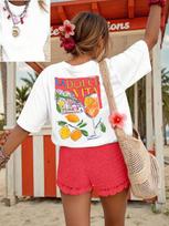 La Dolce Vita Back Print Women Tshirt Casual Short Sleeve Graphic Tee Crew Neck Shirt Vintage Ladies T Shirts Female Clothing S