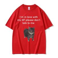 2026 Summer Cotton Printed TShirt Funny Nuclear Bomb Cat Meme Graphic Tee Unisex Women Plus Size Loose Casual Hip Hop RapTop S