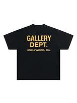 Unisex GALLERY DEPT Marškinėliai Juodi Geltoni Spausdinimas HOLLYWOOD CA Oversized Medvilniniai Streetwear Marškinėliai Vasaros Atsitiktinis Trumpomis Rankovėmis Viršus S