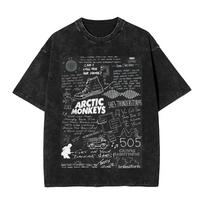 Retro Arctic Monkeys Rock Band T Shirt Hip Hop Washed  Cotton Oversize TShirts Casual Unisex Women Streetwear Print Tee Shirt S