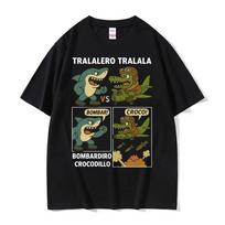 Bombardiro Crocodillo Vs Tralalero Tralala Funny Italian Brainrot Meme Tshirts Men Women Fashion Humor Style T Shirt Streetwear XXL