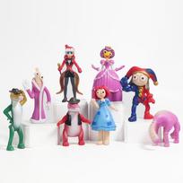 The Amazing Digital Circus 8pcsSet Q Version Figurine Models, Rabbit Clown Dolls Cartoon Peripherals Cake Ornaments Toy Models
