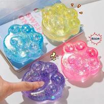 Kids Soft TPR Sequin Maltose Cat Paw Slow Rebound Pinch Toy Elastic Stress Relief Decompression Squeeze Toy