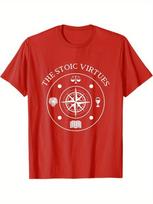 Stoic VirtuesMarcus Aurelius  Seneca PhilosophyAncient RoUnisex Stoic Compass Design100 Cotton Oneck Printed Unisexs Tshirt S