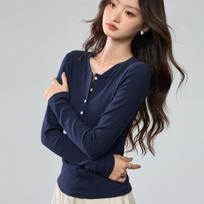 260g Yuke Silk Henley Collar Button Long Sleeve Women's Slim Fit Base Shirt S