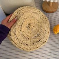 New Retro Style Beret Cap Breathable Hollow Bonnets Cap Polyester Solid Color Sun Hat smėlis