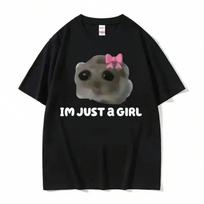Funny  Cute Kawaii Sad Hamster Meme T Shirt   Summer Fashion Vintage Tee Shirt Casual Oversized T-Shirt Streetwear S įvairiaspalvis