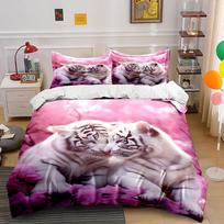 White tigers amidst flowers. Bedding sets Duvet cover sets Duvet covers Pillowcases(1 * Duvet Cover 2 * Pillowcases without duvet insert) 135x200cm