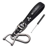 Leather for Mitsubishi ASX Aerobus Lancer Pajero Outlander Galant L200 EVO Xpander Car Key Chain Keyrings Key Ring Holder