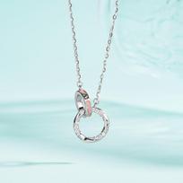 Tichya S925 Sterling Silver Mobius Ring Necklace for Women – Niche Design Interlocking Clavicle Chain Sterling Silver 925