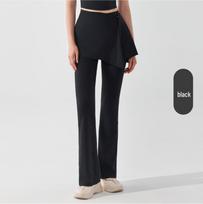 Women's Nude Feel Yoga & Pilates Two-Piece Flared Skirt-Pants - Skin-Friendly & Hip-Covering for Outdoor Fitness S juoda