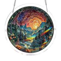 Acrylic Puzzle Suncatcher 83 Pcs DIY Sun Catcher Craft Kit for Adults Stained Glass Window Hanging Ornament for Home Garden Decor 19cm Q