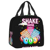 Custom Shake Those Balls Bingo Insulated Lunch Tote Bag for Women Portable Thermal Cooler Food Lunch Box School 22x20x13cm