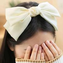 GSTORE Goddess Hairband Lovely Hairband Cute Hairband Adorable Headband Ivory Satin Large Ribbon Hairband