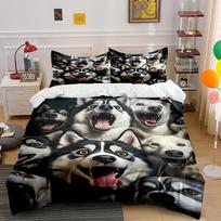 Husky dog faces pattern. Bedding sets Duvet cover sets Duvet covers Pillowcases(1 * Duvet Cover 2 * Pillowcases without duvet insert) 135x200cm