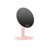 Removable Makeup Mirror with LED Light Rotatable Stepless Dimming Daylight Vanity Mirror with Storage Base Tricolor Light rožinė