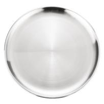 Apvalus nerūdijančio plieno padėklas, 26 cm skersmens, lygus paviršius, patvarus metalinis lakštas, tinkamas patiekimui ir maisto ruošimui, virtuvės reikmenys One Size