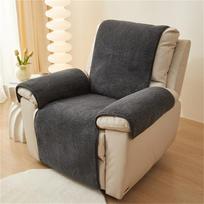 Thick Lamb Plush Recliner Sofa Mat Solid Color Soft Sofa Covers Living Room Pet Kids Non-Slip Couch Protector Armchair Slipcover S black
