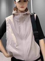Women's Hooded Sleeveless Windbreaker Vest - Spring/Summer 2025 Sunscreen Casual Cardigan L