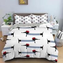 Dachshund Dog Duvet Cover King Queen Lovely Cartoon Sausage Puppy Bedding Set Kids Cute Animal Soft 2/3pcs Polyester Quilt Cover 70x133cm