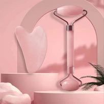 Face And Neck Massager ABS Roller Beauty Scraping Double-ended Massage Stick To Unblock And Relax Non-rose Crystal Jade rožinė