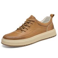 Genuine Leather Men's Skateboard Footwear Handmade Casual Shoes Classic Leisure Walking Shoes Outdoor Male Sneakers Sports Shoes 33 šviesiai ruda spalva