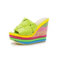 Lady Straw Heel Slippers Summer Color Outdoor Party Dress Slippers Women Platform Wedges Slip on Brand Shoes Woman2024 34