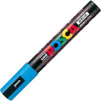 Mitsubishi Pencil Uni Posca žymeklis, vidutinio dydžio apvalus galiukas, 10 vnt. pakuotė, vandens pagrindo rašikliai, galiukas, mėlynas, PC5M.8, šviesiai mėlyna spalva