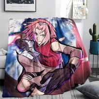 Naruto Sakura Haruno pattern Flannel Blanket, High quality Comfortable for All Seasons, Home Decor, Warmth and Comfort, Perfect for Gifts. 80cm x 120cm