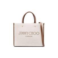 Jimmy Choo Logo Canvas Shoulder Crossbody Bag Medium Women handbags Beige AVENUEMTOTELJJNATURAL Basic Set (Bag+Dust Bag)