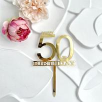 3pcs/set Acrylic 25/50 Happy Birthday Party Cake Toppers 25/50th Anniversary Party for Party Cake Decoration 3pcs