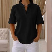 Women's Fashionable New Short Sleeved V-Neck Pullover Loose T-Shirt Top L juoda