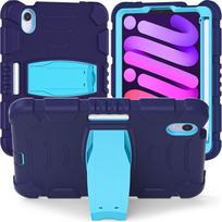iPad Mini 6/7 Silicone Drop-Proof Case with PC Stand - Full Coverage Protective Case for iPad 11th Gen (2025) iPad mini 4/5 tamsiai mėlyna spalva