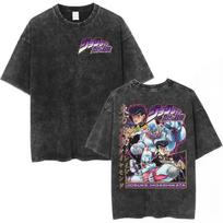 JoJos Bizarre Adventure anime Washed Tshirt  summer New Josuke Graphic Cotton Fashion Streetwear YK popular shirt L