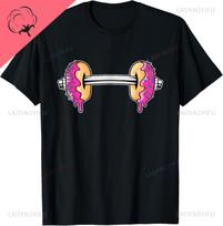 Dumbbells Donuts Day Funny Weightlifting Lover Gym Workout TShirt Custom Printed Graphic T Shirts Cotton Ropa Hombre S