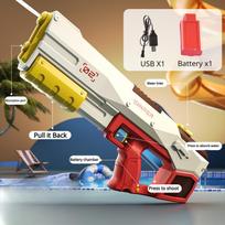 Electric Water Gun Automatic Priming High-Speed Continuous Fire Large Capacity Outdoor Beach Water Fight Blaster for Teens Adult raudona