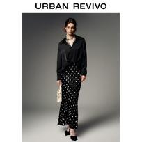 UR2026 Retro Polka Dot High-Waist Fishtail Skirt XS