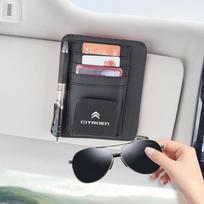 Car Sun Visor Wallet Card Holder Sunglasses Holder Bag For Citroen C4 C3 C2 C1 Berlingo Xsara Picasso Auto Accessories keychain