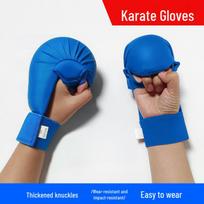 Karate Shin and Instep Guards with Boxing Sanda Training Gloves Set L