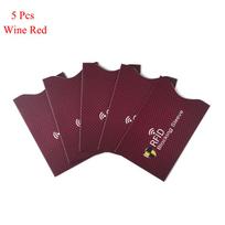 5PCS New Aluminium Bank Anti-theft RFID Blocking Sleeve Wallet Protect Case Cover Card Holder vyno raudonos spalvos