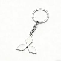 For Mitsubishi Outlander ASX Eclipse Cross Pajero Lancer 3D Metal Leather Car Styling Keychain Key Rings Key Holder Accessories