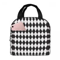 Harlequin Plaid Playing Cards Insulated Lunch Bag for Women Office Cooler Thermal Food Box Tote Leakproof Lunch Boxes Container One Size