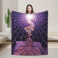 Alex Grey Trippy Psychedelic Warm Soft Blanket  Girls Boys Plush Throw Blanket Bedroom Flannel Bedspread Sofa Bed Cover 75x90cm