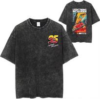 Harajuku T-Shirt Clothing Lightning Mcqueen Vintage Street Car Hip Hop T-Shirt Men'S And Women'S Washed Cotton Summer Top T M