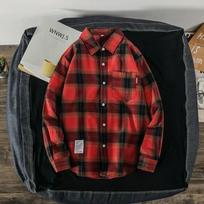 Checked Shirt Relaxed,fit Long,sleeved Shirt ,summer Sun,protective Cardigan Versatile Outerwear Couples' Matching Set M raudona