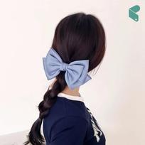 Hairpin Angel Scrunchie Silk 3-Tier Knot Blue Hair Ornament Ribbon Pin Lovely Point Commerce Pick JL