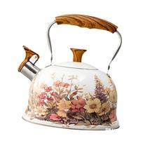 Floral Pattern Whistling Kettle Tea Cooker for Hiking Barbecue Picnic Portable Stove Top Kettle with Whistle įvairiaspalvis