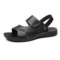 Summer Men'S Sandals Comfortable Soft Leather Convenient Velcro Men Summer Black Beach Slippers Male Sandalies Masculinos Kapcie 39