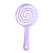 Macaron Lollipop Shape Barber Comb Mosquito Coil Shape Hanging Hole Solid Color Hair Brush Vented Salon Scalp Massage Comb Girl violetinė